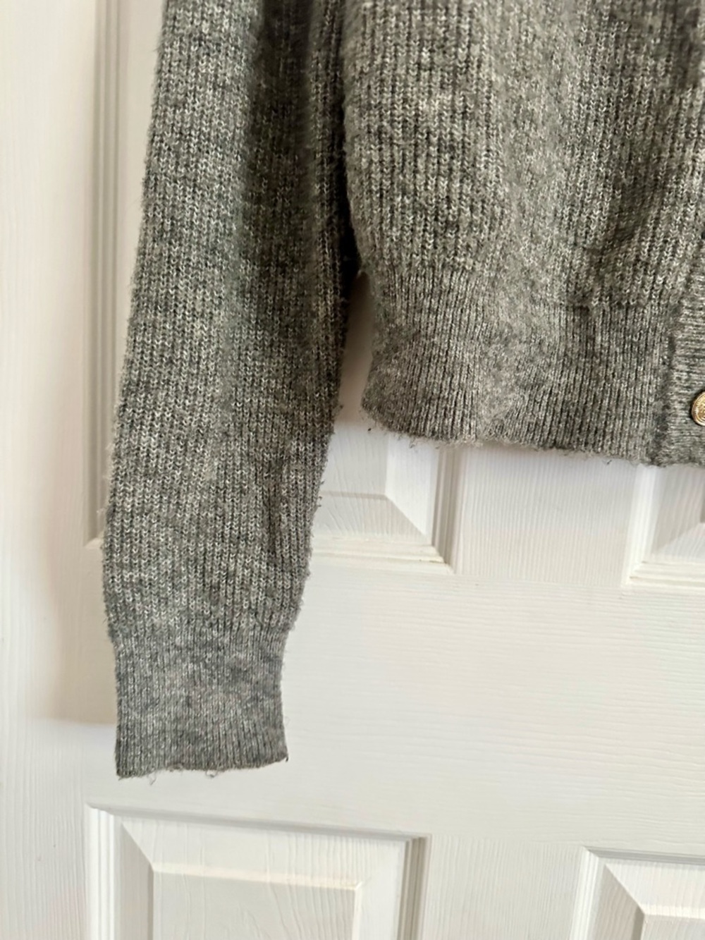 H&M Grey Ruffle-Detail Ribbed Knit Sweater Cardigan - Picture 11 of 13